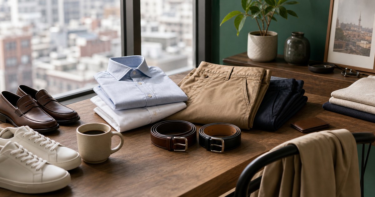 Dress Shirts, Chinos, and Leather Belts for Low-Drama Workdays
