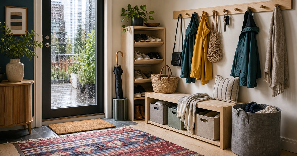 The Entryway Reset: Door Mats, Hooks, Bins, and Weather Flow