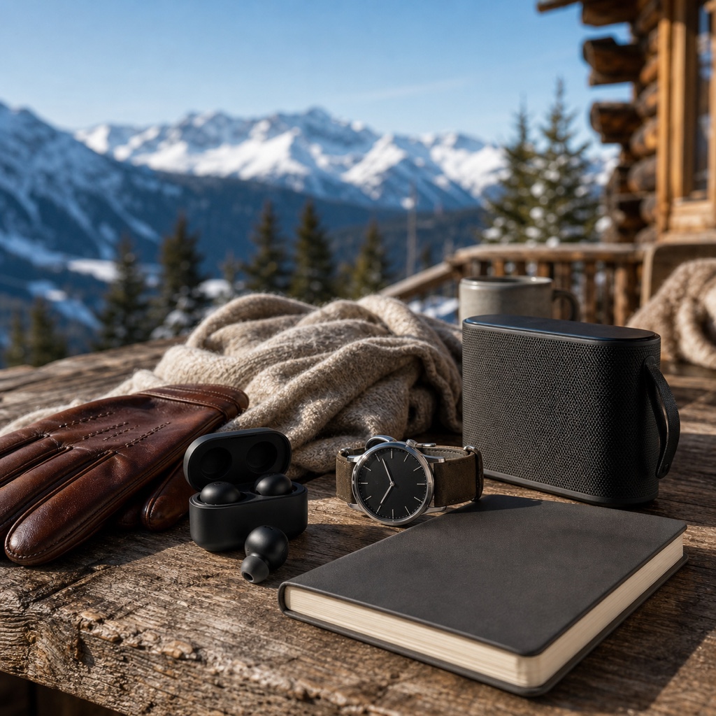 A sophisticated array of men's lifestyle and tech accessories