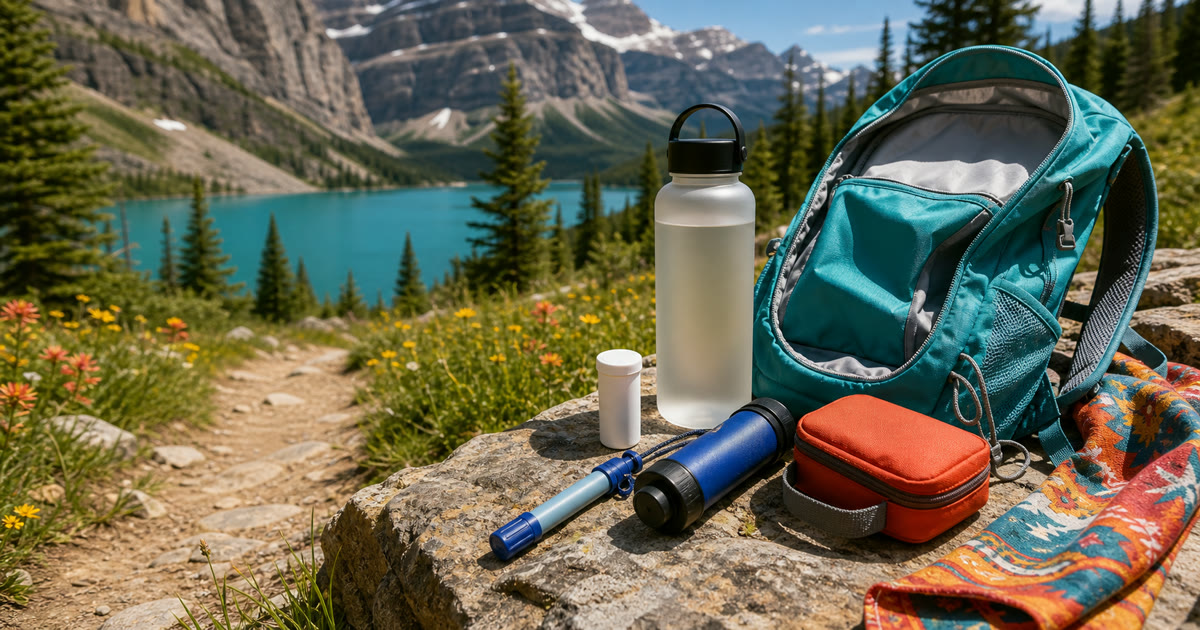 The Hot-Day Hike Water Filter, Bottle, and First Aid Pack