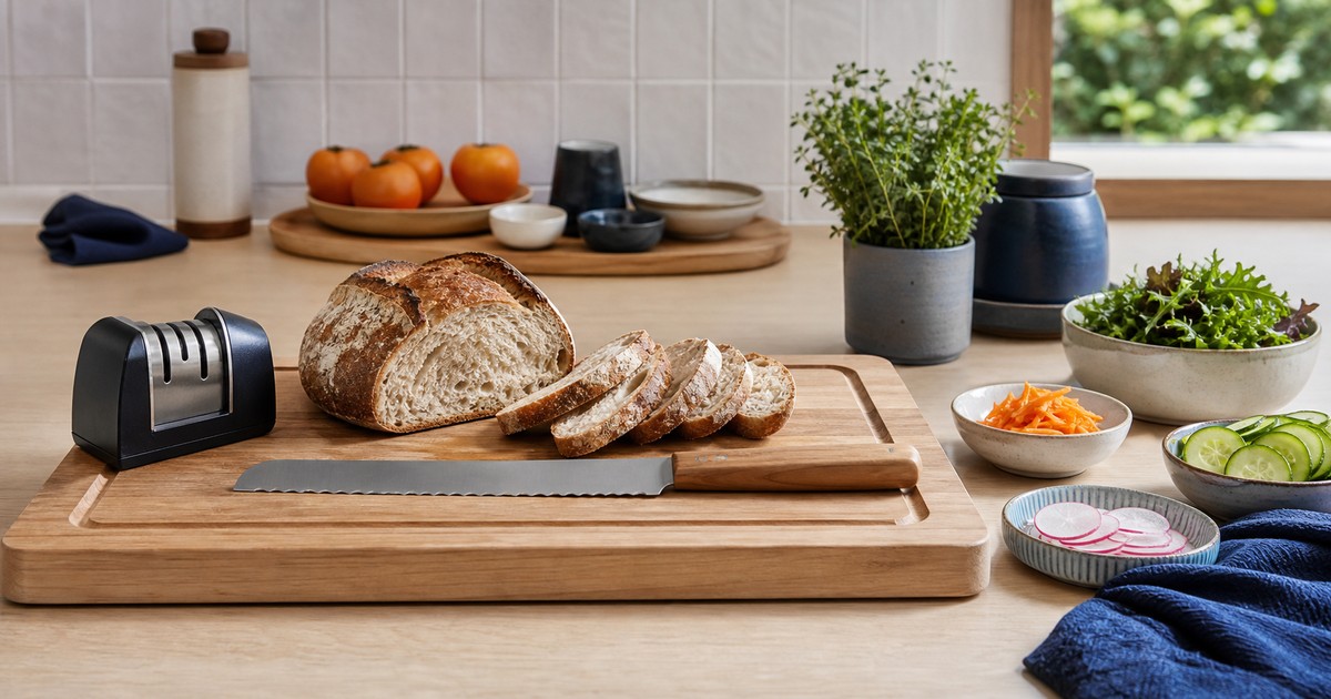 The Knife Sharpener, Bread Knife, and Cutting Board Prep Guide