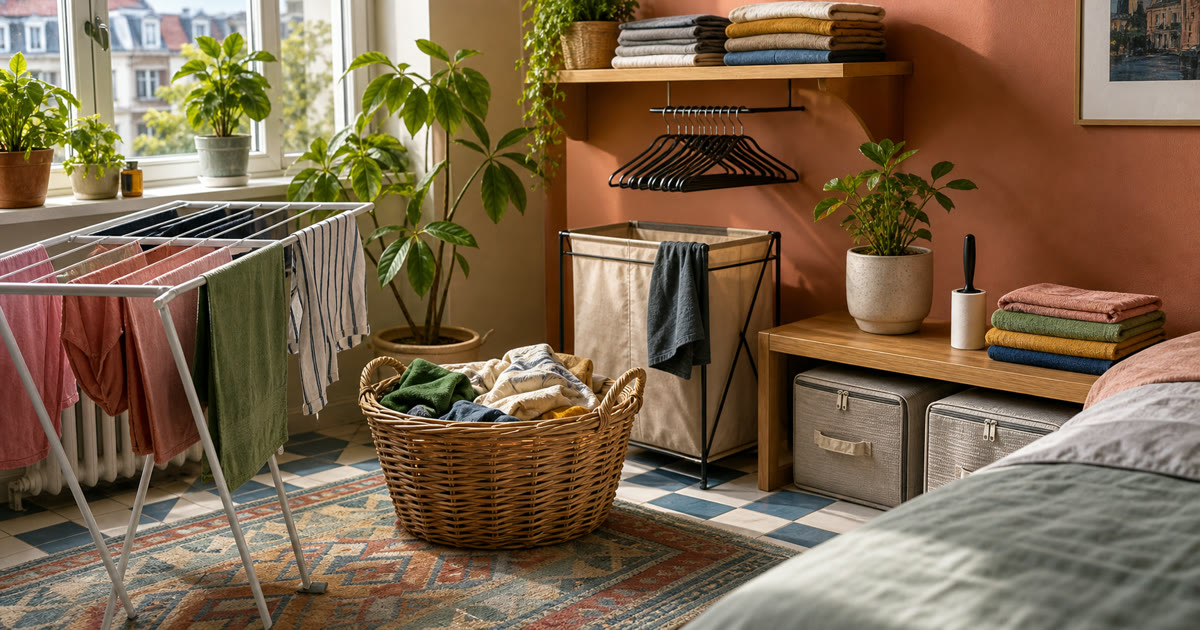 The Laundry Basket, Drying Rack, and Hanger Return Route