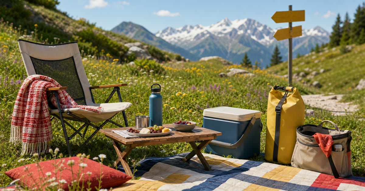 The Picnic-to-Trail Comfort Kit for Chair, Blanket, Cooler, and Bottle