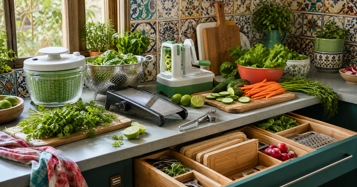The Salad Spinner, Mandoline, and Spiralizer Produce Prep Drawer