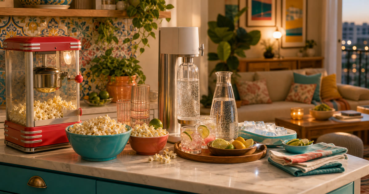 The Sparkling Water and Popcorn Counter for Casual Movie Nights