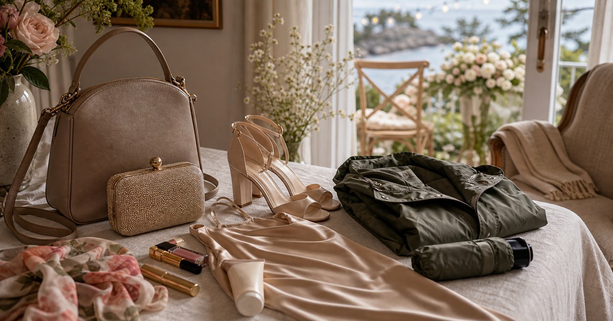 The Wedding Guest Survival Kit: Bag, Shoes, Beauty, and Weather Layers