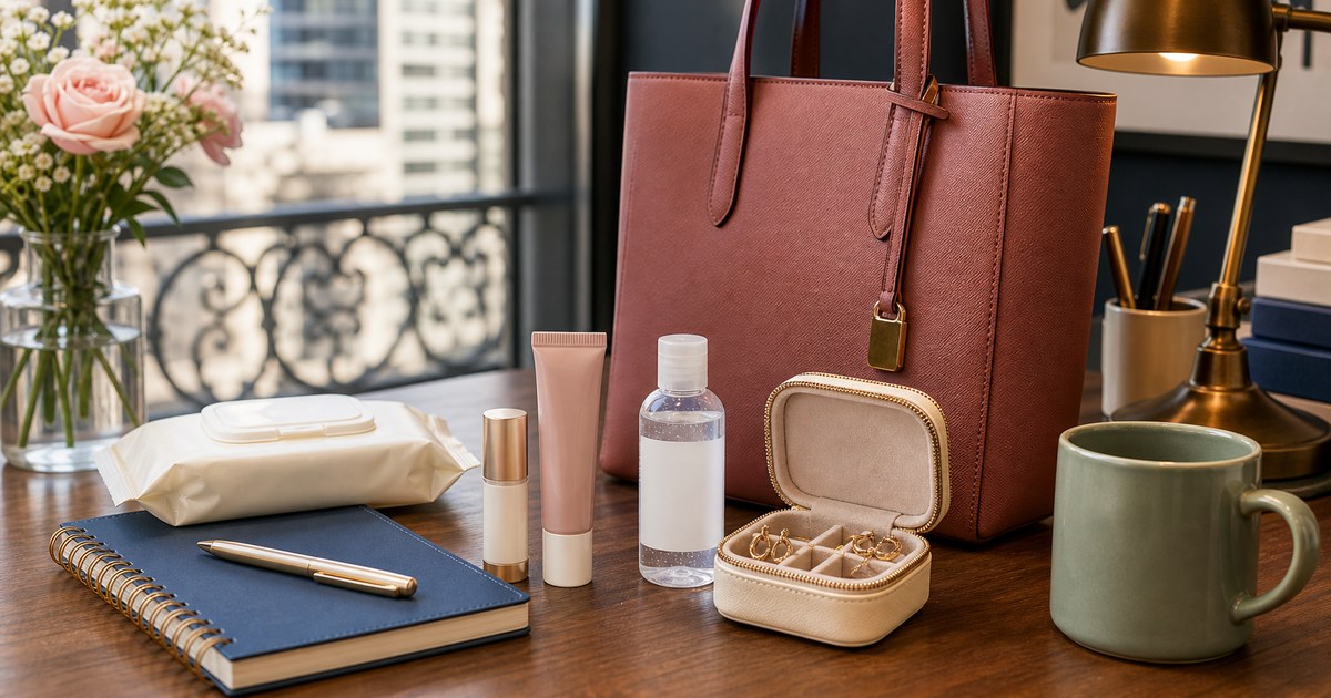 The Work Bag Touch-Up Kit: Blotting Paper, Lip Balm, and Compact Beauty Pieces