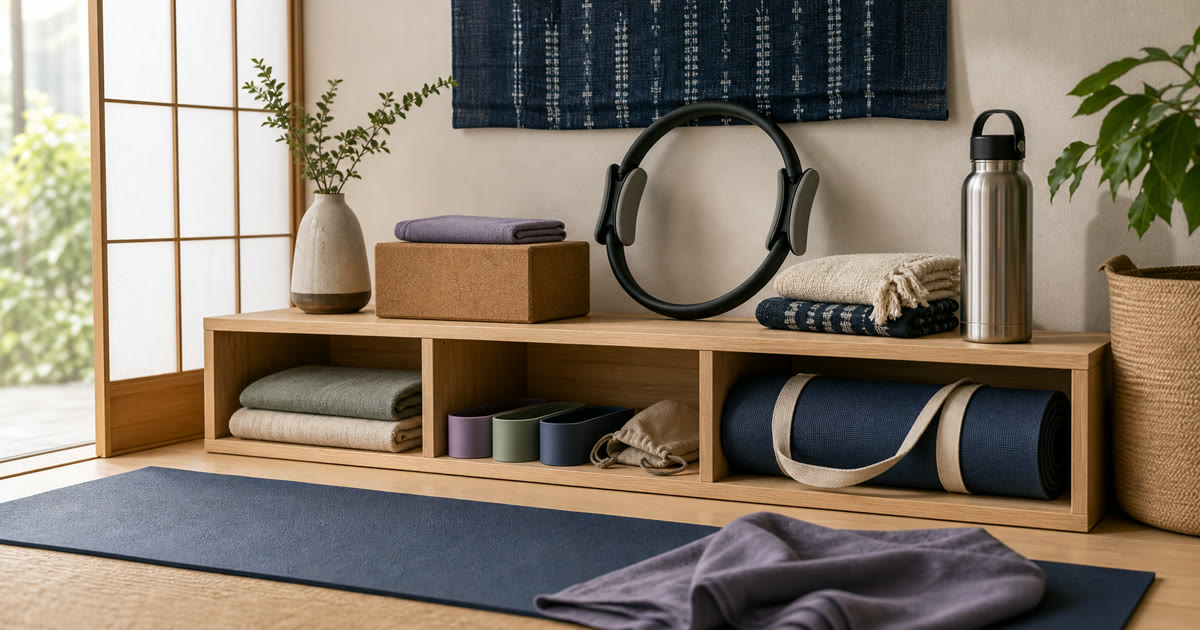 The Yoga Block, Pilates Ring, and Mini Band Stretch Shelf